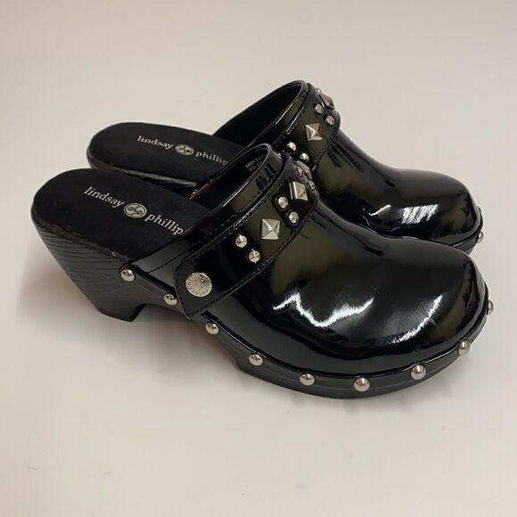 Lindsay Phillips Black Karin Studded clogs A21 - Picture 6 of 10